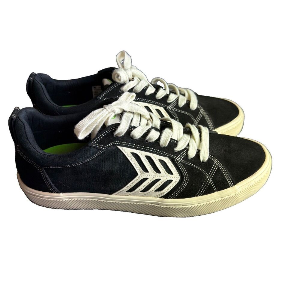 Cariuma CATIBA PRO Skate Black Suede Canvas Contrast Thread Ivory Sneaker 10 Men